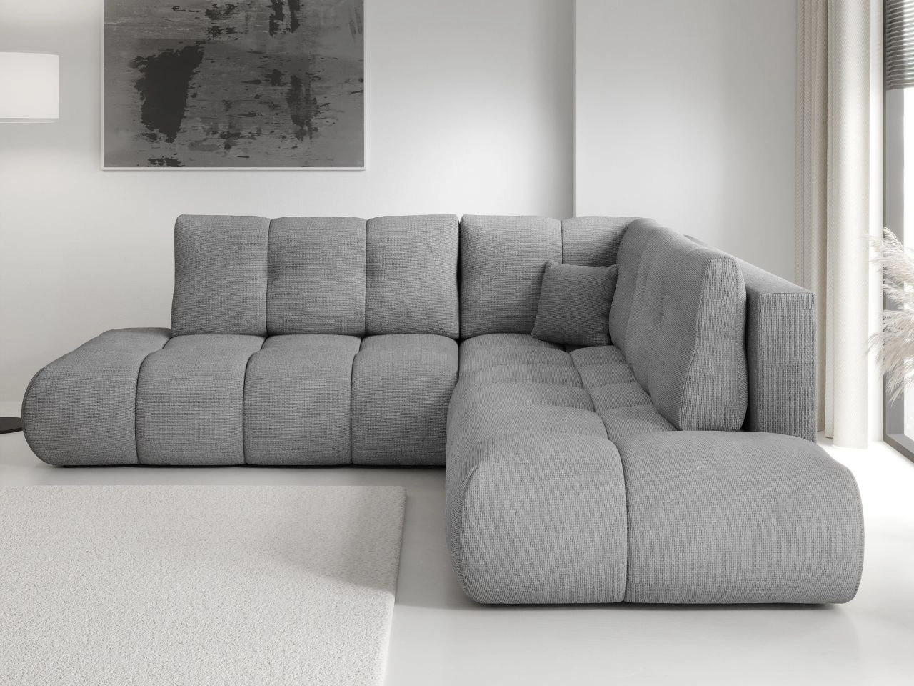 Ecksofa mit Schlaffunktion und Bettkasten Links Kair Grau