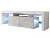 TV-Lowboard mit Türen und Aufsatz 150 cm Nodoo Weiß Hochglanz 