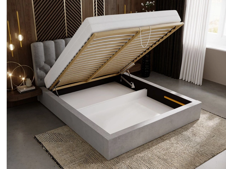 Polsterbett mit Bettkasten und Lattenrost 200x200 Roma Schwarz