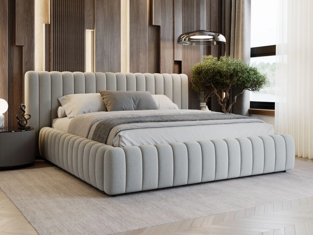 Polsterbett mit Bettkasten und Lattenrost 160x200 Bliss Grau