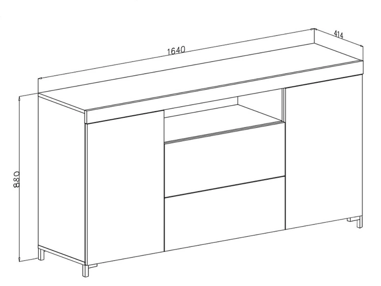 Wohnzimmer-Set – TV-Schrank und Kommode auf schwarzen Füßen Asumi Weiß und Eiche Wotan