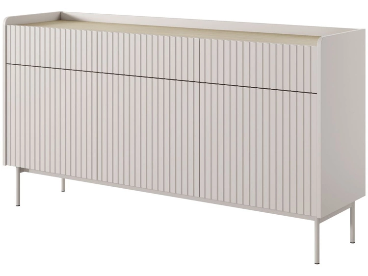 Kommode mit Türen und Schubladen Abios Beige, Scandi Eiche