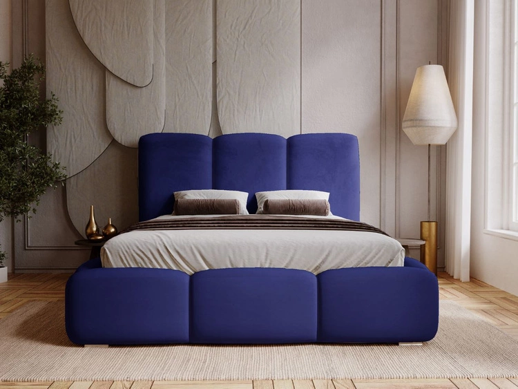 Polsterbett mit Bettkasten und Lattenrost 140x200 Bubble Blau