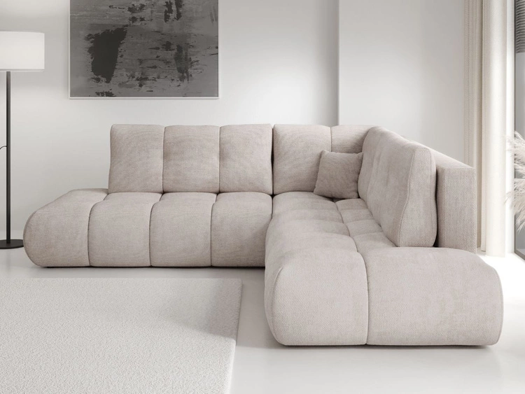 Ecksofa mit Schlaffunktion und Bettkasten Links Kair Beige