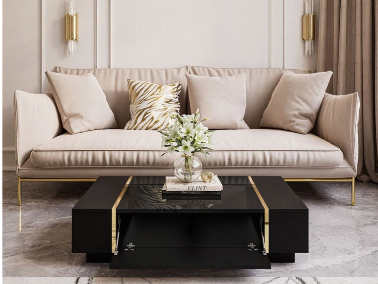 Couchtisch im Glamour-Stil Lunelie Schwarz Hochglanz