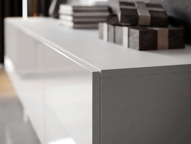 Hängende Wohnwand für das Wohnzimmer Nodoo Weiß Hochglanz