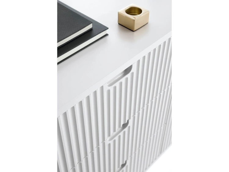 Kommode mit Türen und Schubladen Viva Weiß auf Schwarzen Beinen