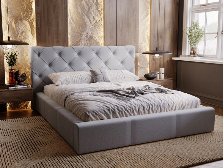 Polsterbett mit Bettkasten und Lattenrost 140x200 Milano Grau