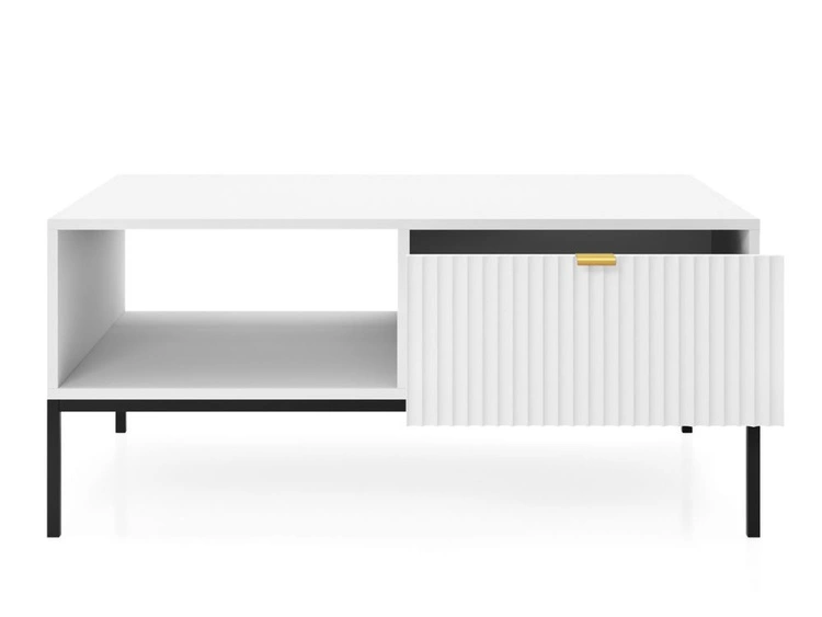 Couchtisch mit Stauraum Amber Weiß, Schwarz Frame