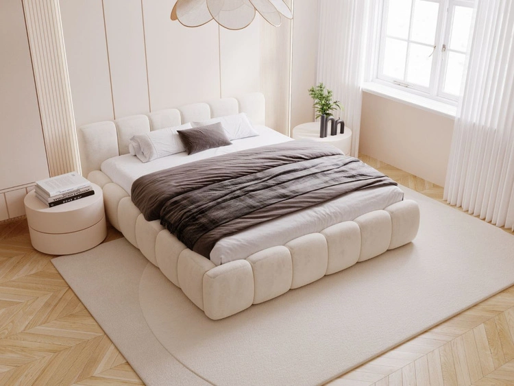 Polsterbett mit Bettkasten und Lattenrost 180x200 Cloud Low Beige
