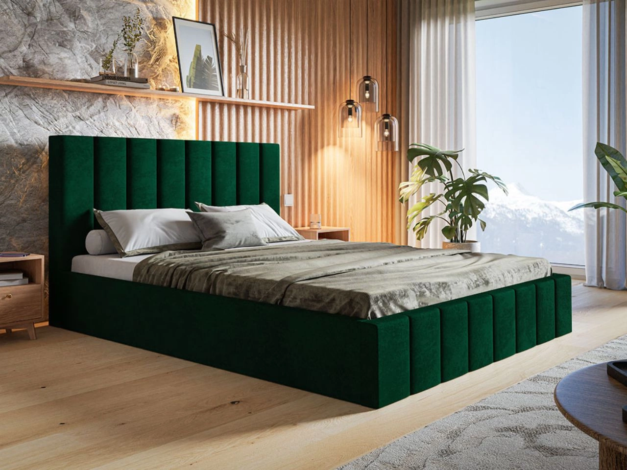 Polsterbett mit Bettkasten und Lattenrost 180x200 Siena Grün