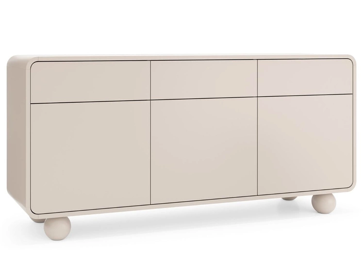 Dreitürige Kommode mit Schubladen auf kugelförmigen Beinen Soffio Kaschmir