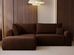 Ecksofa L-Form mit Schlaffunktion und Bettkasten Savana Bis Braun