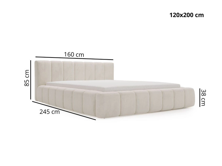 Polsterbett mit Bettkasten und Lattenrost 120x200 Orio Beige