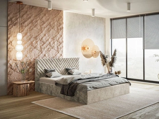 Polsterbett mit Bettkasten und Lattenrost 160x200 Esma Beige