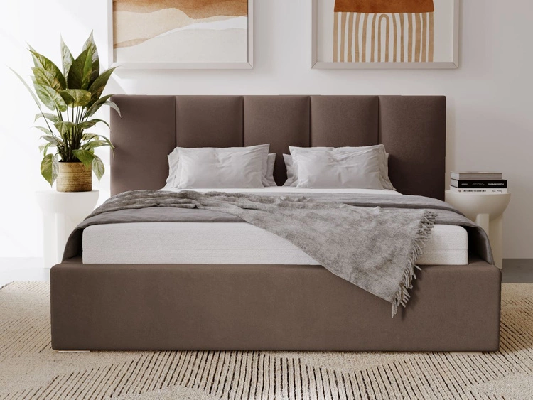 Polsterbett mit Bettkasten und Lattenrost 180x200 Lizbona Braun