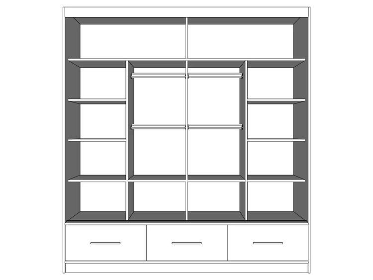 Kleiderschrank mit Spiegel 203 cm Fiore Grau