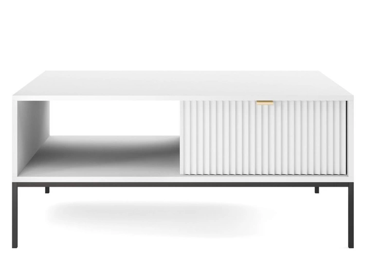 Couchtisch mit Stauraum Amber Weiß, Schwarz Frame