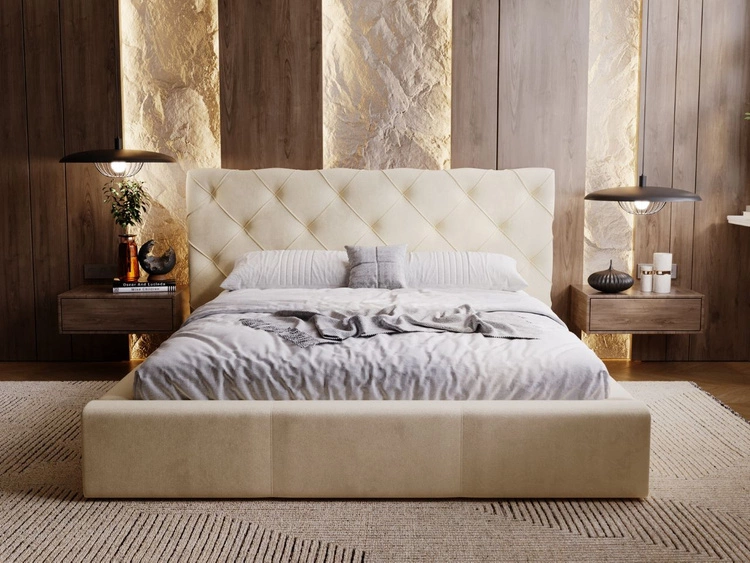 Polsterbett mit Bettkasten und Lattenrost 160x200 Milano Beige