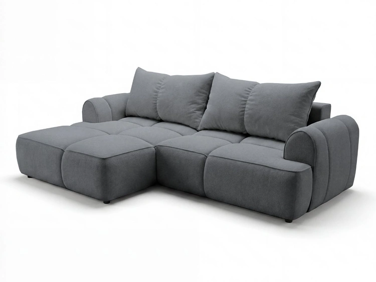 Ecksofa L-Form Links mit Schlaffunktion und Bettkasten Bonno Dunkelgrau