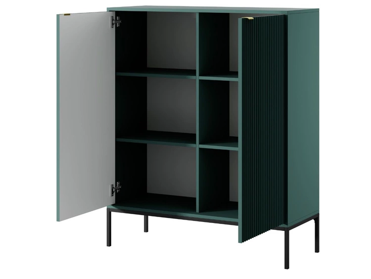 Kommode mit Türen Amber Grün, Schwarz Frame