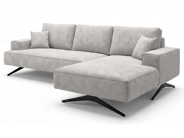 Ecksofa L-Form auf Metallbeinen Leto Rechts Grau