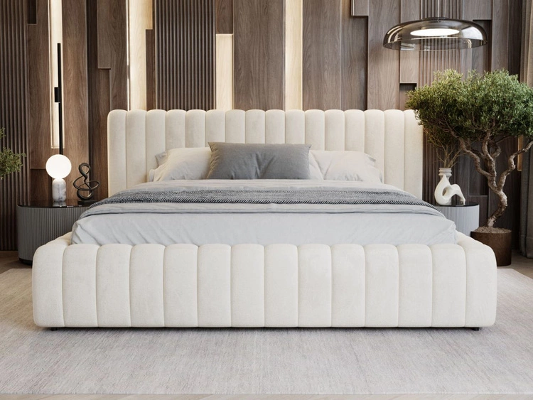 Polsterbett mit Bettkasten und Lattenrost 180x200 Bliss Beige