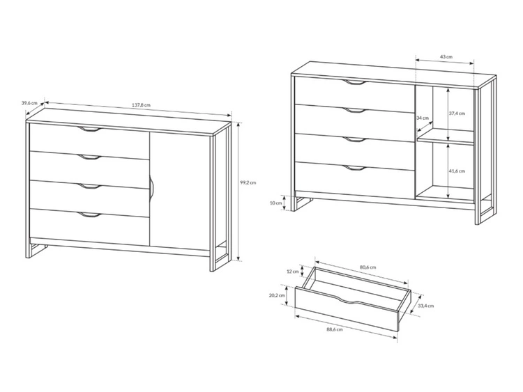 Kommode mit Türen und Schubladen Denis Dunkelbraun