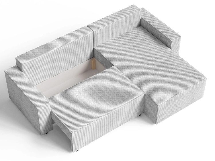 Ecksofa L-Form mit Schlaffunktion und Bettkasten Nivo Grau