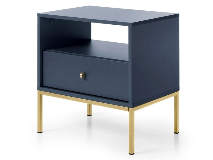 Nachttisch mit Schublade auf Golden Metallbeinen Amor Marineblau