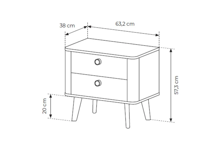 Nachttisch mit zwei Schubladen Bilancio Eiche Barista
