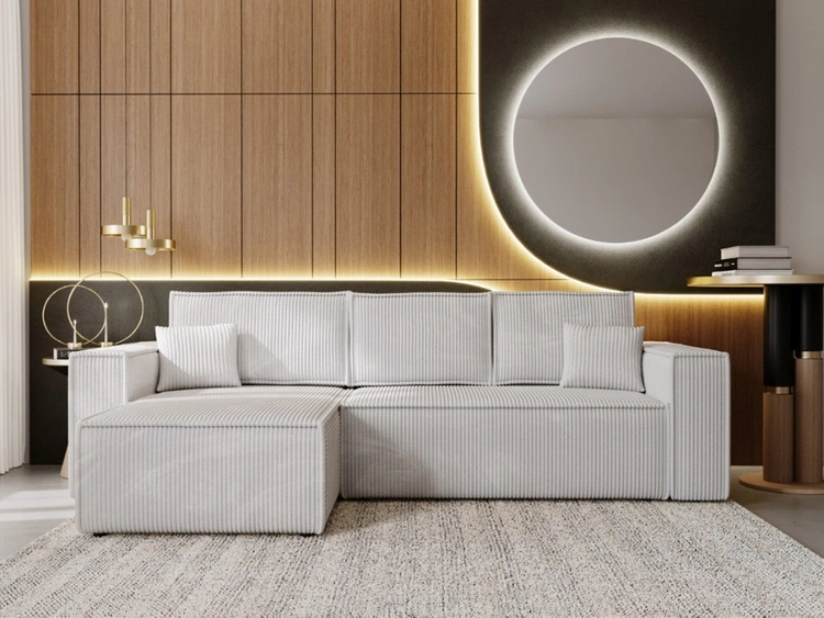Ecksofa L-Form mit Schlaffunktion und Bettkasten Prato XL Hellgrau Links