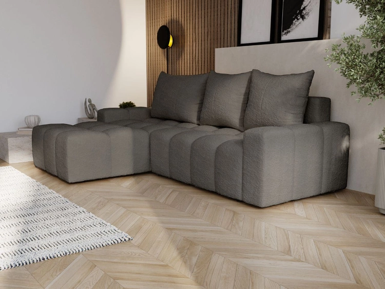 Ecksofa L-Form mit Schlaffunktion und Bettkasten Bresso Dunkelgrau