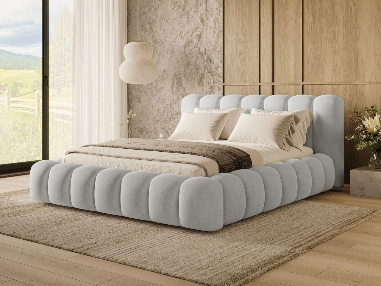 Polsterbett mit Bettkasten und Lattenrost 160x200 Averia Grau