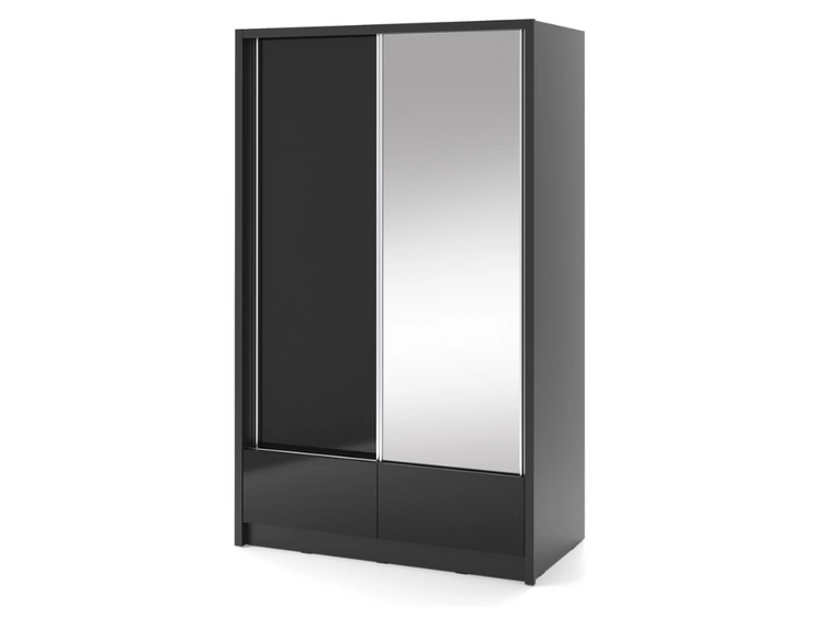 Elegante Schiebetürenschrank mit Spiegel Ariel I 130 cm Schwarz