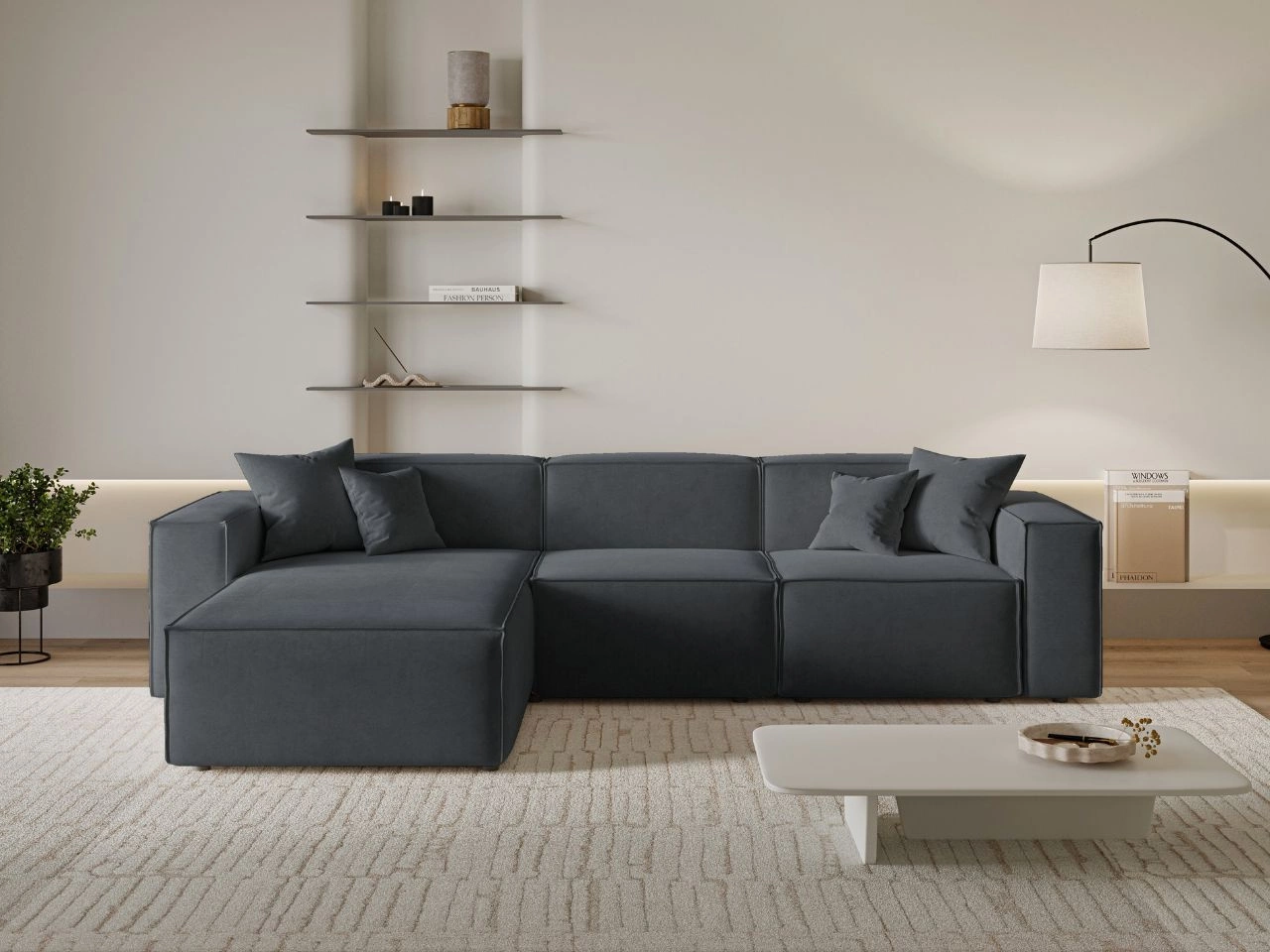 Ecksofa L-Form Links Arizona Dunkelgrau