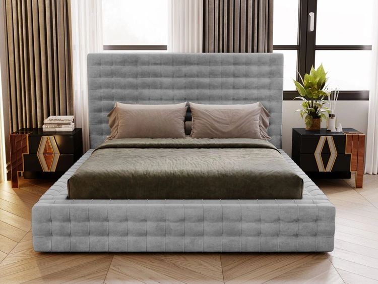 Polsterbett mit Bettkasten und Lattenrost 160x200 Barbados Hellgrau