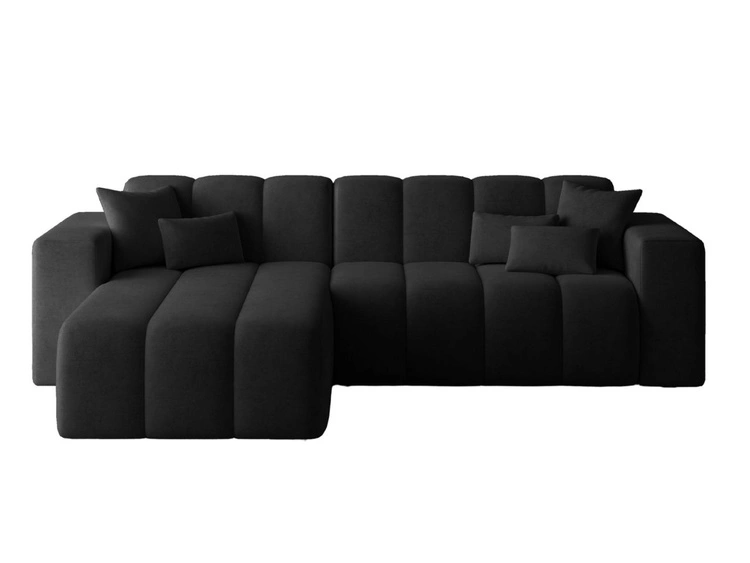 Ecksofa L-Form Links Nork Schwarz