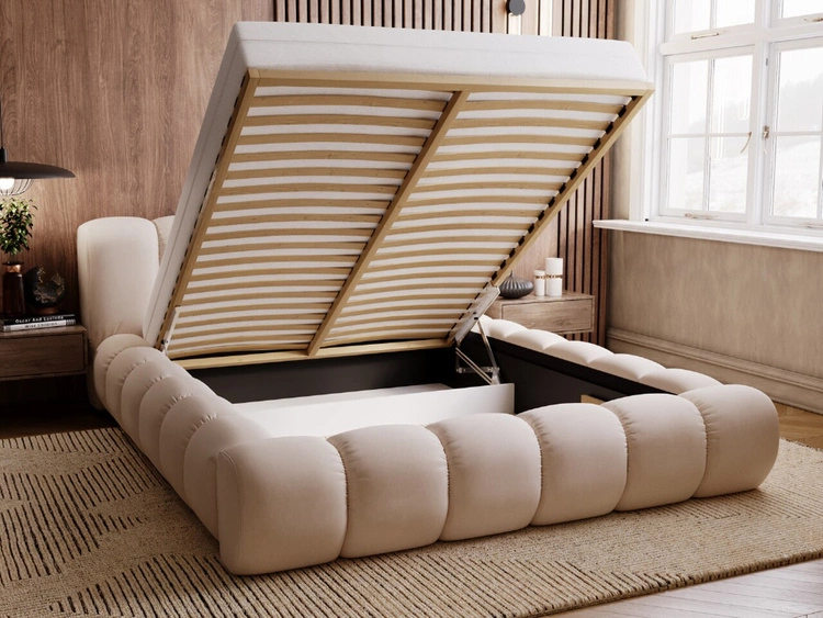 Polsterbett mit Bettkasten und Lattenrost 140x200 Doria Beige