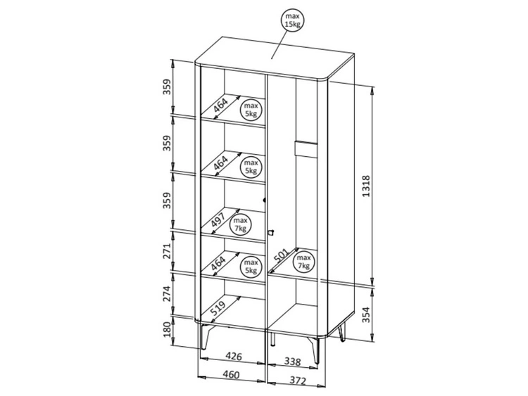 Kleiderschrank mit Flügeltüren Arelis Kaschmir, Royal Nussbaum