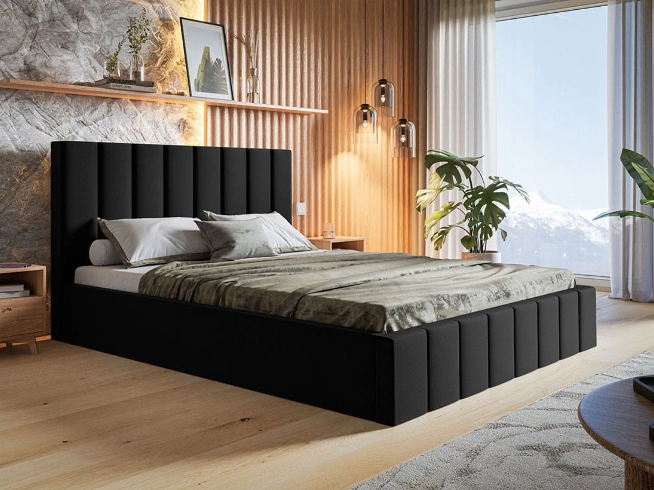 Polsterbett mit Bettkasten und Lattenrost 120x200 Siena Schwarz