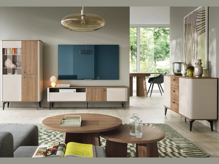 TV-Schrank mit Seitenschränken, 180 cm, Arelis Kaschmir, Royal Nussbaum