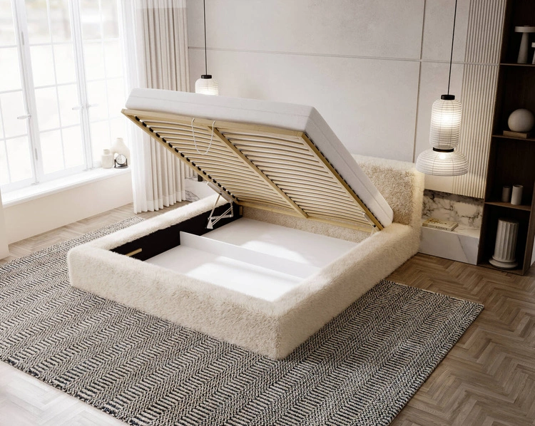 Polsterbett mit Bettkasten und Lattenrost 180x200 Enjoy Grau