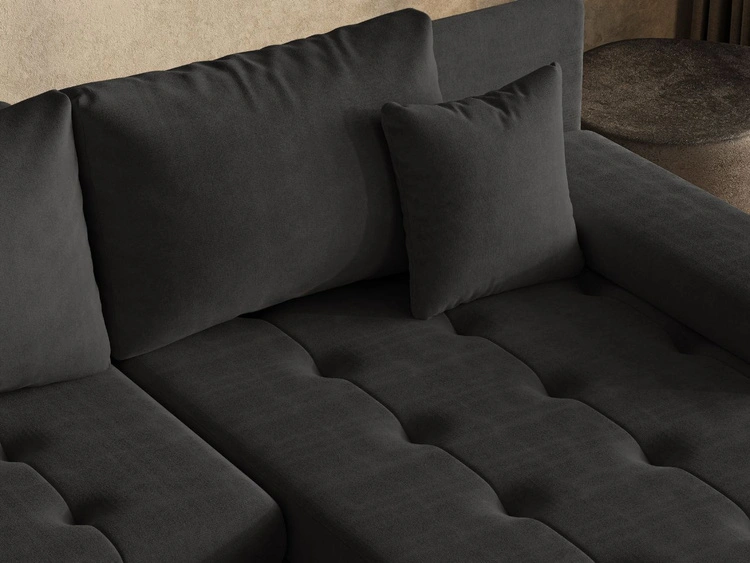 Ecksofa L-Form mit Schlaffunktion und Bettkasten Sonia Schwarz