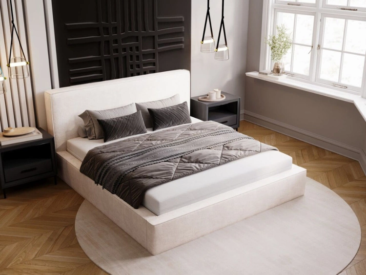 Polsterbett mit Bettkasten und Lattenrost 180x200 Monaco Creme