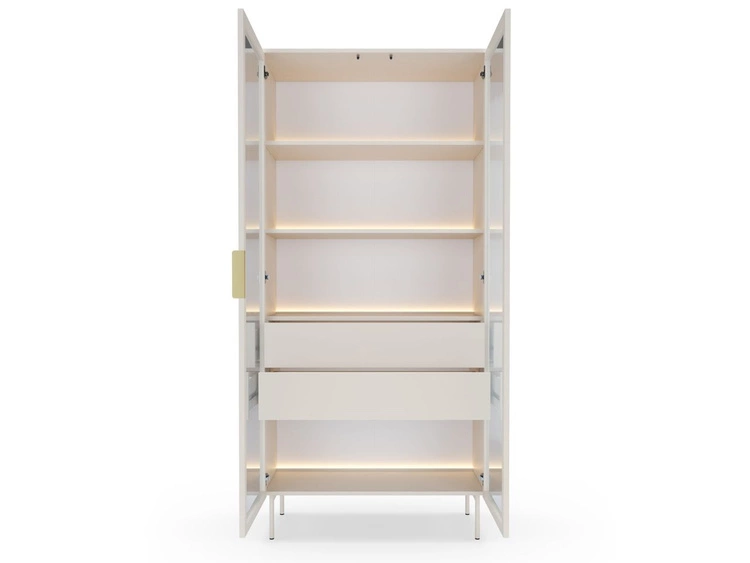 Glasvitrine mit Schubladen und LED-Beleuchtung Lumina Kaschmir