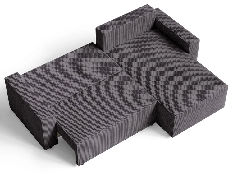 Ecksofa L-Form mit Schlaffunktion und Bettkasten Nivo Graphit