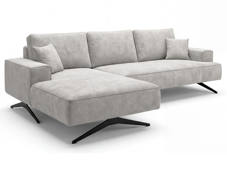 Ecksofa L-Form auf Metallbeinen Leto Links Grau