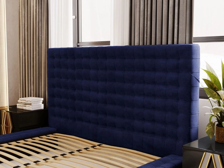 Polsterbett mit Bettkasten und Lattenrost 140x200 Barbados Blau