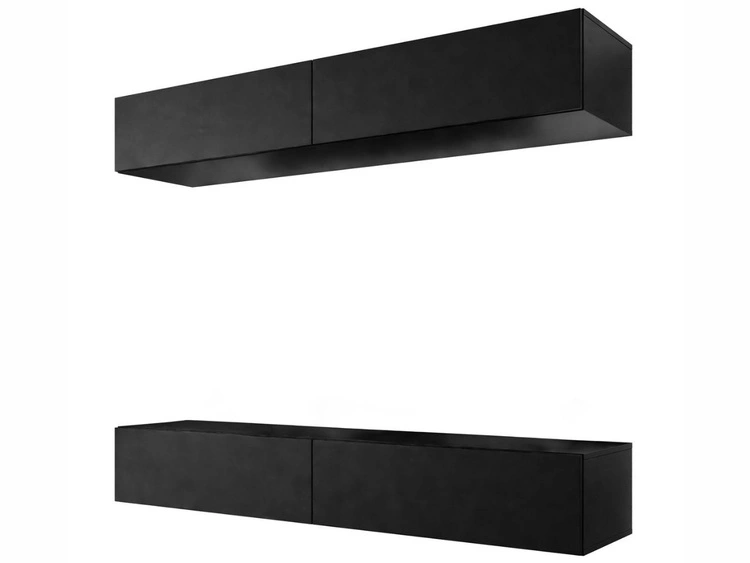 Hängende Wohnwand mit LED-Beleuchtung für das Wohnzimmer Sorelle Schwarz Matt